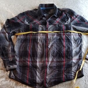 INC International Concepts Black and Red Plaid Shirt Jacket